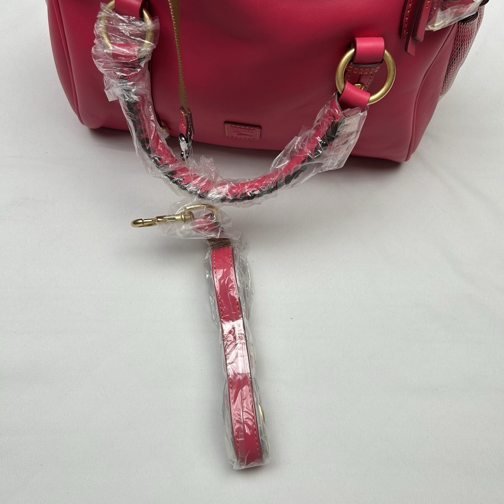 NWT Dooney Bourke 8L980 Small Florentine Leather Satchel Fuchsia Pink Purse Bag - Picture 8 of 16